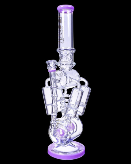The Tetra - Lookah® - 20" Barrel Perc And Quad Honeycomb Bong - Purple