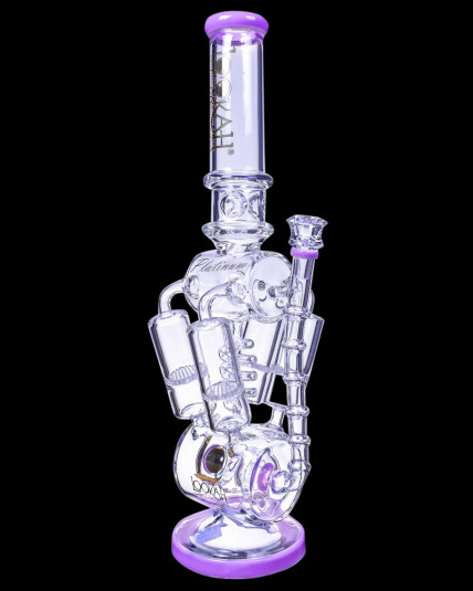 The Tetra - Lookah® - 20" Barrel Perc And Quad Honeycomb Bong - Purple