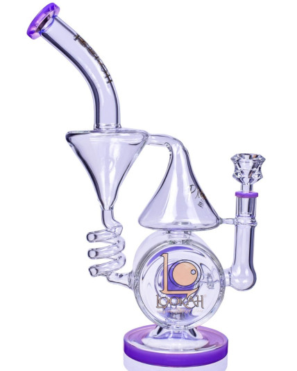 Smoke Artillery - Lookah® - 13" Barrel Spiral Cone Recycler Bent Neck Bong - Milk Purple