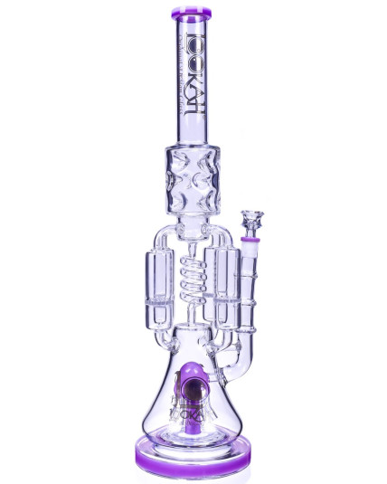 Strange Smoke - 20" Lookah® Running On 'Shrooms Glass Water Pipe Bong - Milk Purple