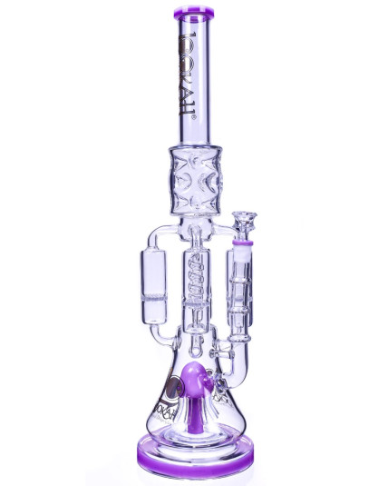 Strange Smoke - 20" Lookah® Running On 'Shrooms Glass Water Pipe Bong - Milk Purple