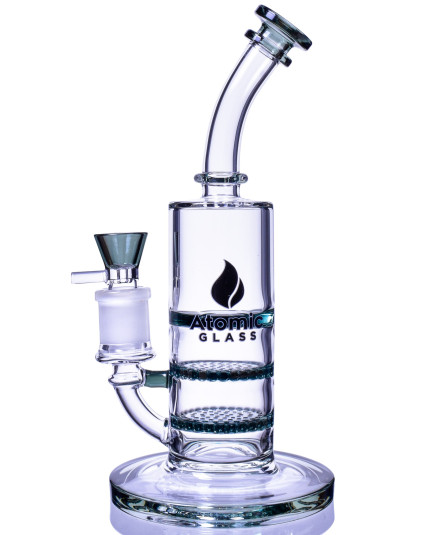 The Mythical Horn - Atomic Glass - 10" Double Honeycomb To Turbine Perc Bong w/ 19mm Bowl