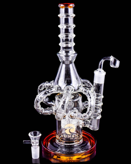 Tsunami Glass – Octopus Vortex Showerhead Perc Recycler Bong/Dab Rig