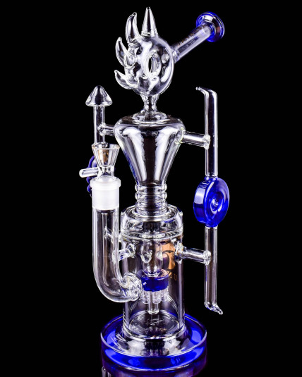 Tsunami Glass - 15" Neptune Ring Recycler Bong - Blue