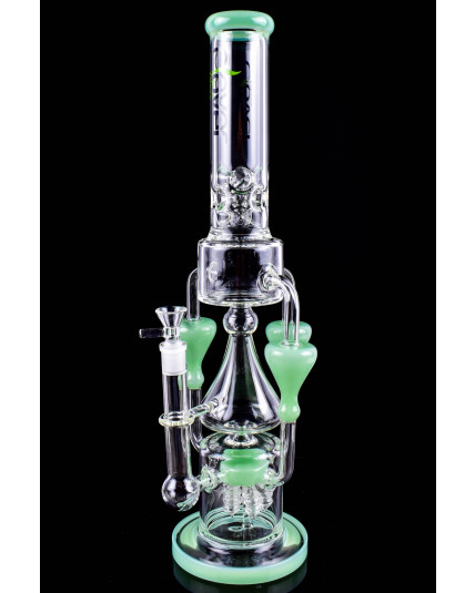 Clover Glass - 18" Triple Hour Glass Perc Bong
