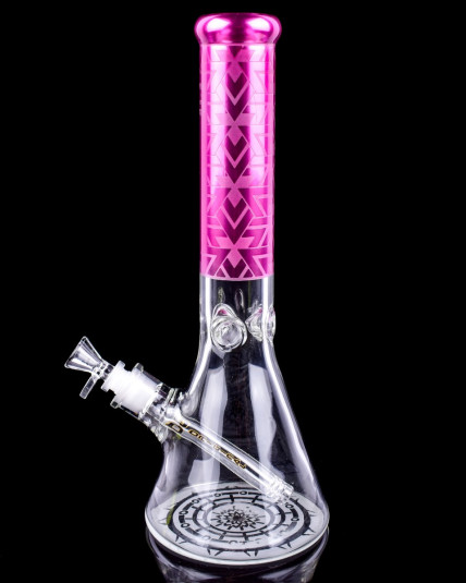 The OG 14" 9mm Super Thick Retro Tube Beaker Bong - Metallic Pink