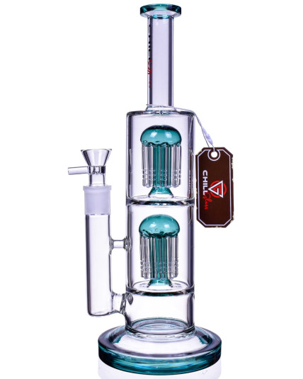 The Guidance - Chill Glass 13" Heavy Double Tree Perc Bong