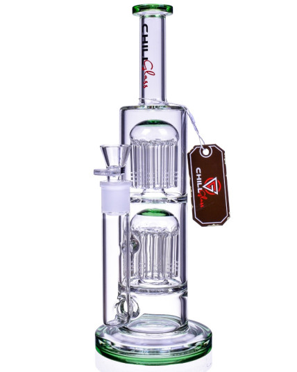 The Guidance - Chill Glass 13" Heavy Double Tree Perc Bong