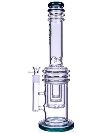 Clover Glass - 17" Triple Honeycomb Percs Bong Very Thick and Heavy - Teal 