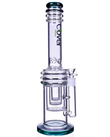 Clover Glass - 17" Triple Honeycomb Percs Bong Very Thick and Heavy - Teal 