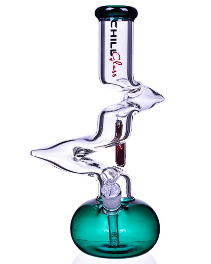 Chill Glass 15" Double Zong Bong w/ Down Stem and 14mm Dry Bowl - Teal Zong