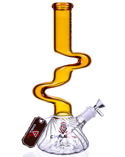 The Intimidator - Chill Glass -14" Double Zong Bong  - Amber