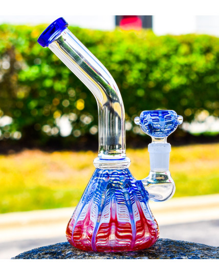 The Homing Pigeon - 8" Colorful Pattern Tilted Neck Bong
