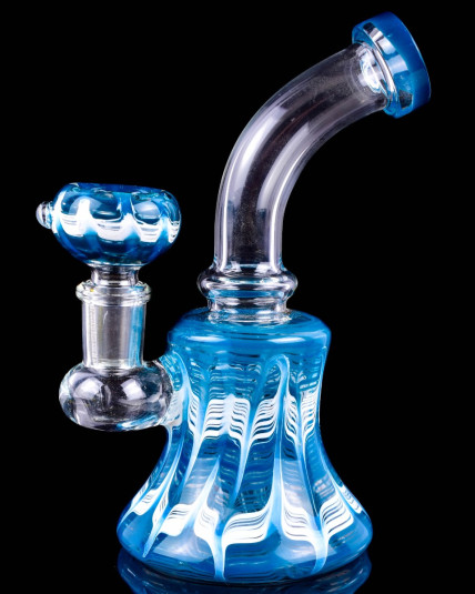 The Homing Pigeon - 8" Colorful Pattern Tilted Neck Bong - Aqua 