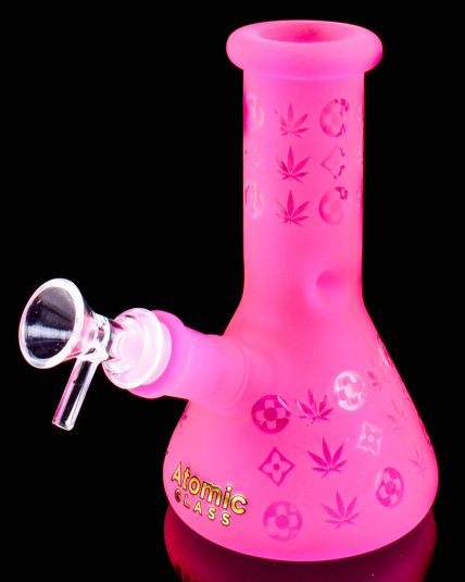 Flirty Foliage - Mini Frosted Beaker Bong - Hot Pink