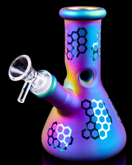 Honey Haze Frosted Beaker Bong – Iridescent Purple