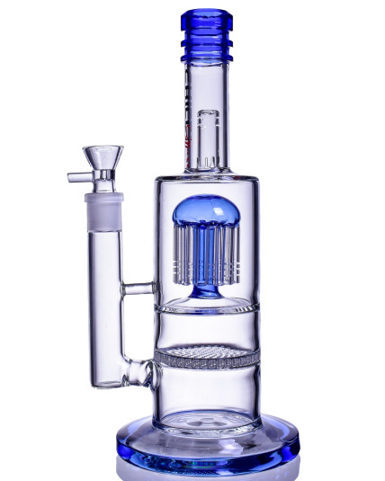 The Skyline - Chill Glass - 12" Tree Perc to Honeycomb Perc Bong