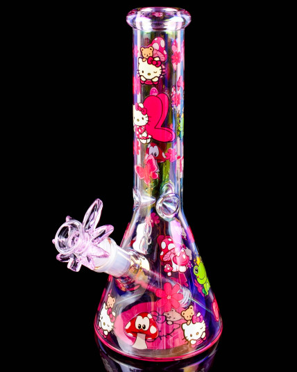 Iridescent Kitty Blossom Beaker Bong