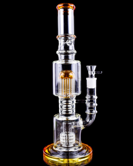 Glacial Fusion - 15" Tree Perc to Matrix Perc Bong - Amber