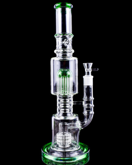 Glacial Fusion - 15" Tree Perc to Matrix Perc Bong - Green