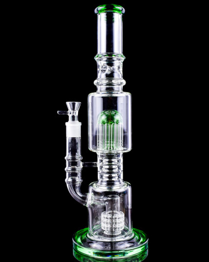 Glacial Fusion - 15" Tree Perc to Matrix Perc Bong - Green