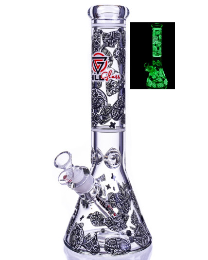 LuminaAztec Glow In The Dark Bong by Chill Glass