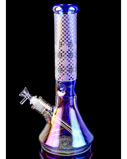 Stereo Night - 14" Chameleon Sandblasted Beaker Base Bong - Purple Rainbow