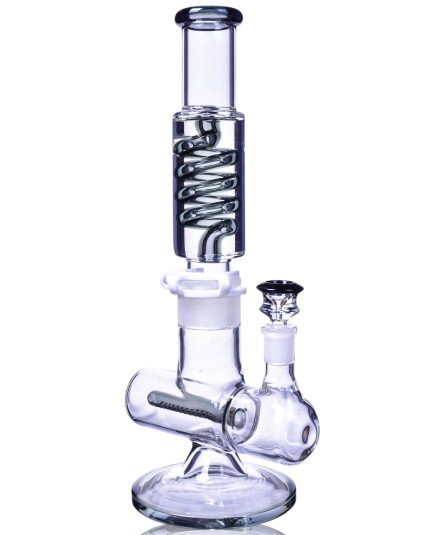 Twin Chamber Glycerin Coil Perc Bong - Ash Black