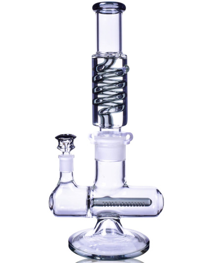 Twin Chamber Glycerin Coil Perc Bong - Ash Black