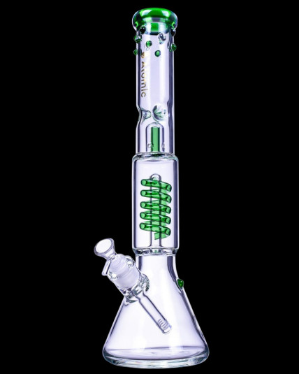 Nucleus - Atomic Glass 18" Inline to Coil Perc Beaker Bong