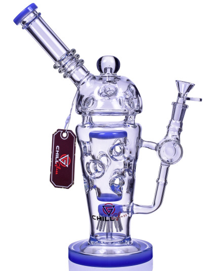 Smoke Cup Trophy - Chill Glass - 13" Royalty Cone Sprinkler Perc Bong - Blue