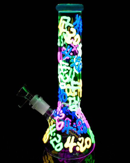 Neon Graffiti 420 Glow In The Dark Beaker Bong