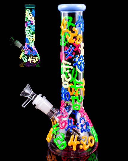 Neon Graffiti 420 Glow In The Dark Beaker Bong