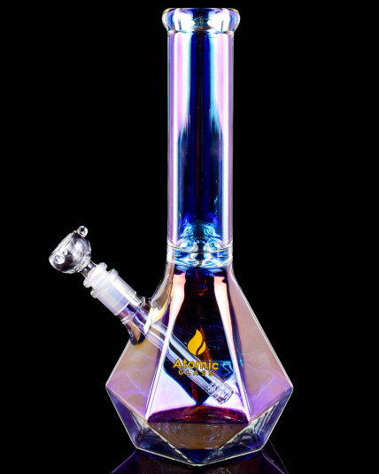 Atomic Glass - 14" Diamond Beaker Base Chameleon Bong - Rainbow Iridescent 