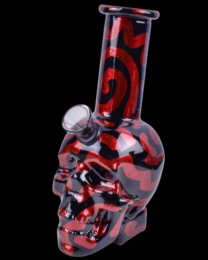 Grim Skull Glass Mini Bong - Assorted