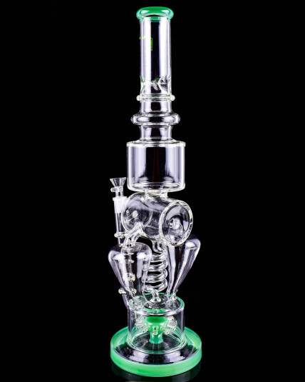 Clover Glass - 20" Multi Chamber Coil w/ Sprinkler Perc Recycler Bong