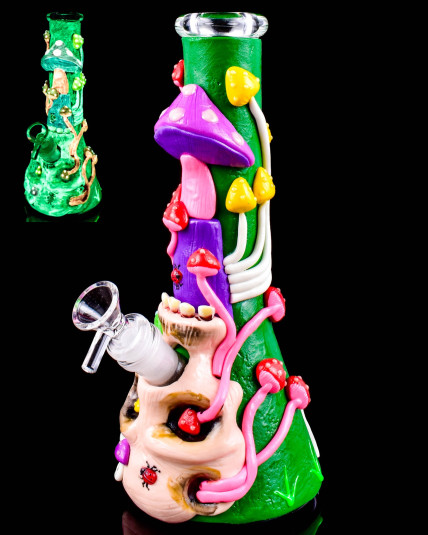 Glow In The Dark Mushroom Forest Beaker Bong
