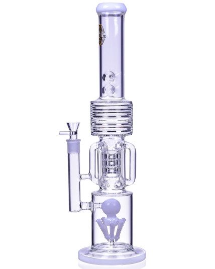 Smoke Runner - On Point Glass - 20" 6 Arm w/ Sprinkler Perc Bong - White