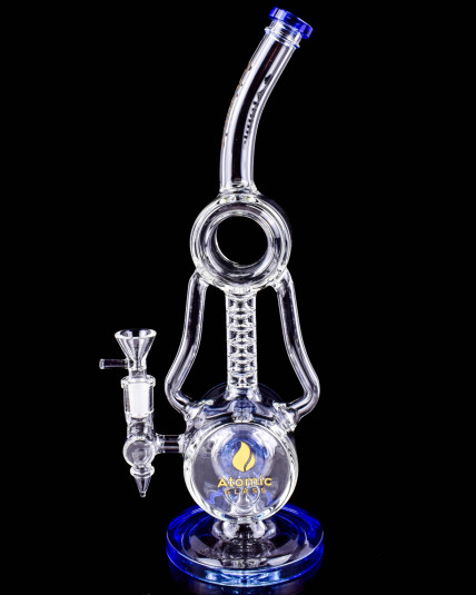 Atomic Glass - 14" Helix Recycler Bong - Blue
