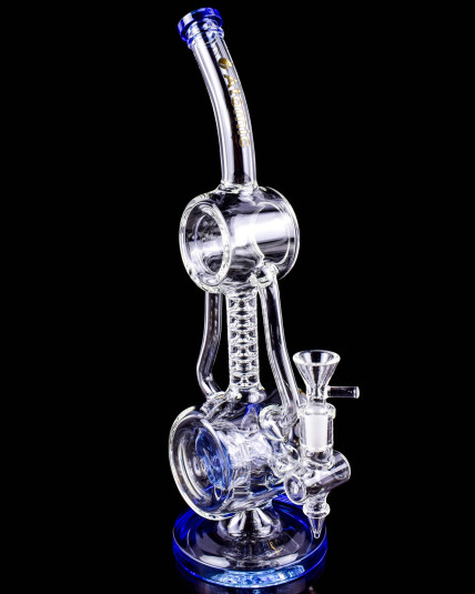 Atomic Glass - 14" Helix Recycler Bong - Blue