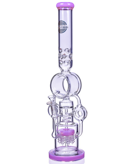 The Quidditch - 21" Triple Donut Multi Perc Bong - Pink