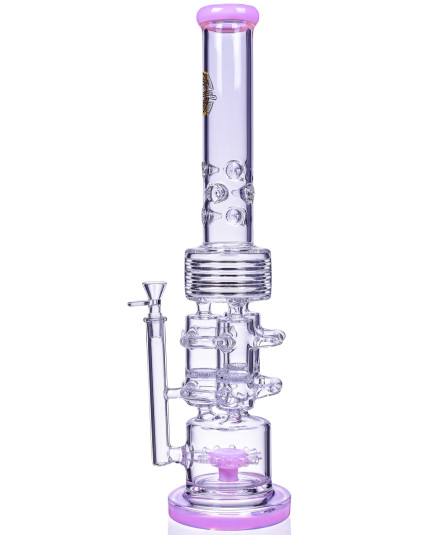 The Skywrap - 20" Triple Honeycomb Barrel To Sprinkler Perc Bong - American Pink