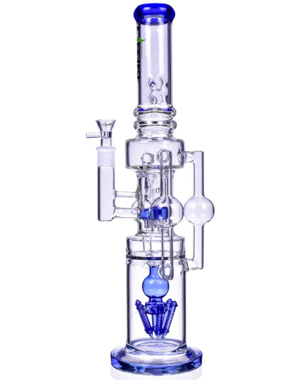 Wicked Twister - 20" Triple Arm Ball Chamber w/ Sprinkler Perc Bong - Blue