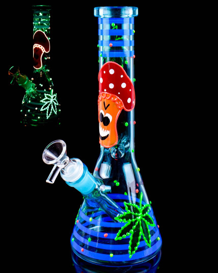 Toxic Trip Shroom Glow In The Dark Beaker Bong