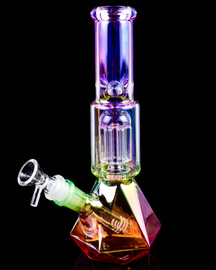 Iridescent Prism Vault Diamond Base Tree Perc Beaker Bong