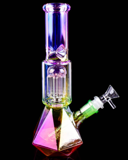 Iridescent Prism Vault Diamond Base Tree Perc Beaker Bong