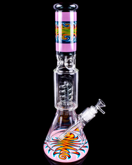 HypnoTwist - 17" Super Thick Wigwag Tube Beaker Bong - Pink