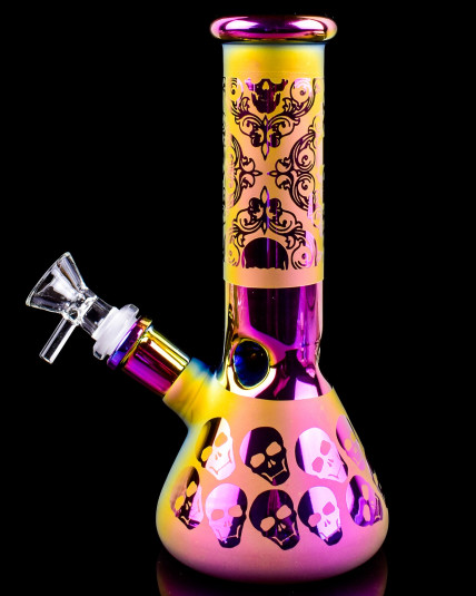 Skull Prism Electroplated Beaker Base Bong - Purple