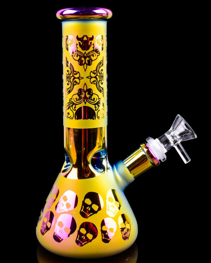 Skull Prism Electroplated Beaker Base Bong - Purple