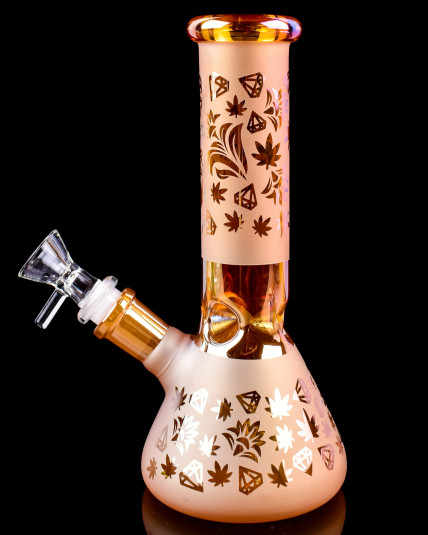 Golden Bloom Electroplated Beaker Base Bong